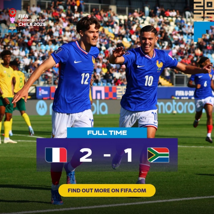 世青赛:法国U20以2-1胜南非U20取开门红,贝尔蒙特、米沙尔破门